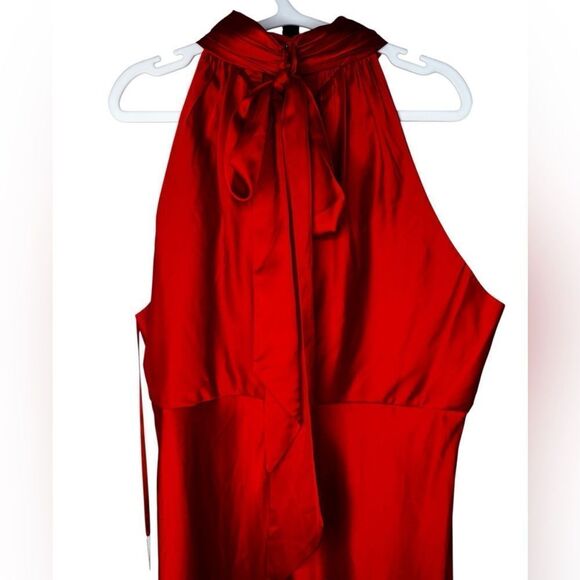 NWT Mac Duggal Red Halter Neck Sleeveless Gown 49520 ❤️ Size 18 - Picture 7 of 11